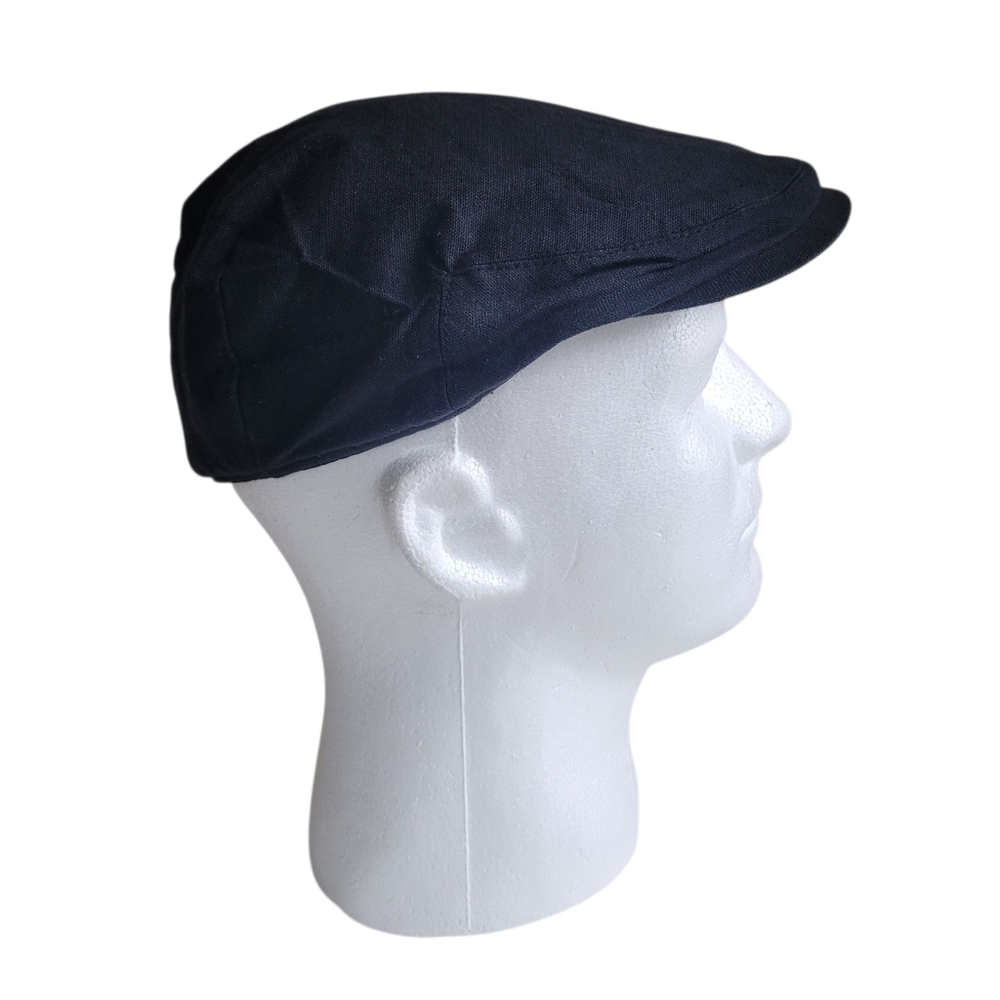 Stetson Linen Cotton Newsboy Hat Cap Black Mens Small Medium